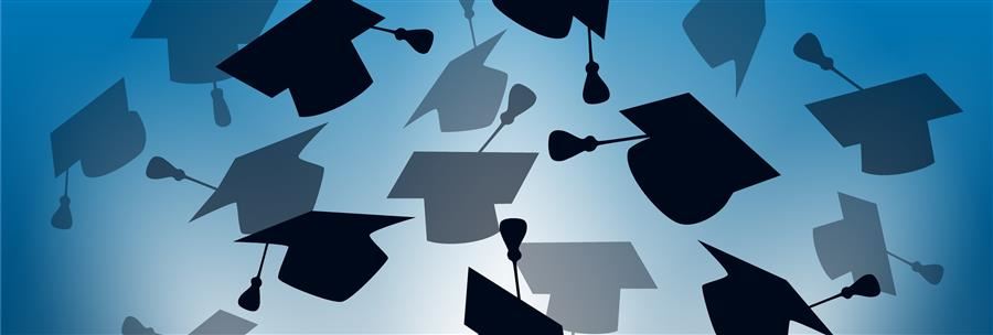 decorative photo of graduation hats 